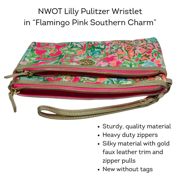NEW Lilly Pulitzer Pink Flamingo Southern Charm Bag - Picture 3 of 11